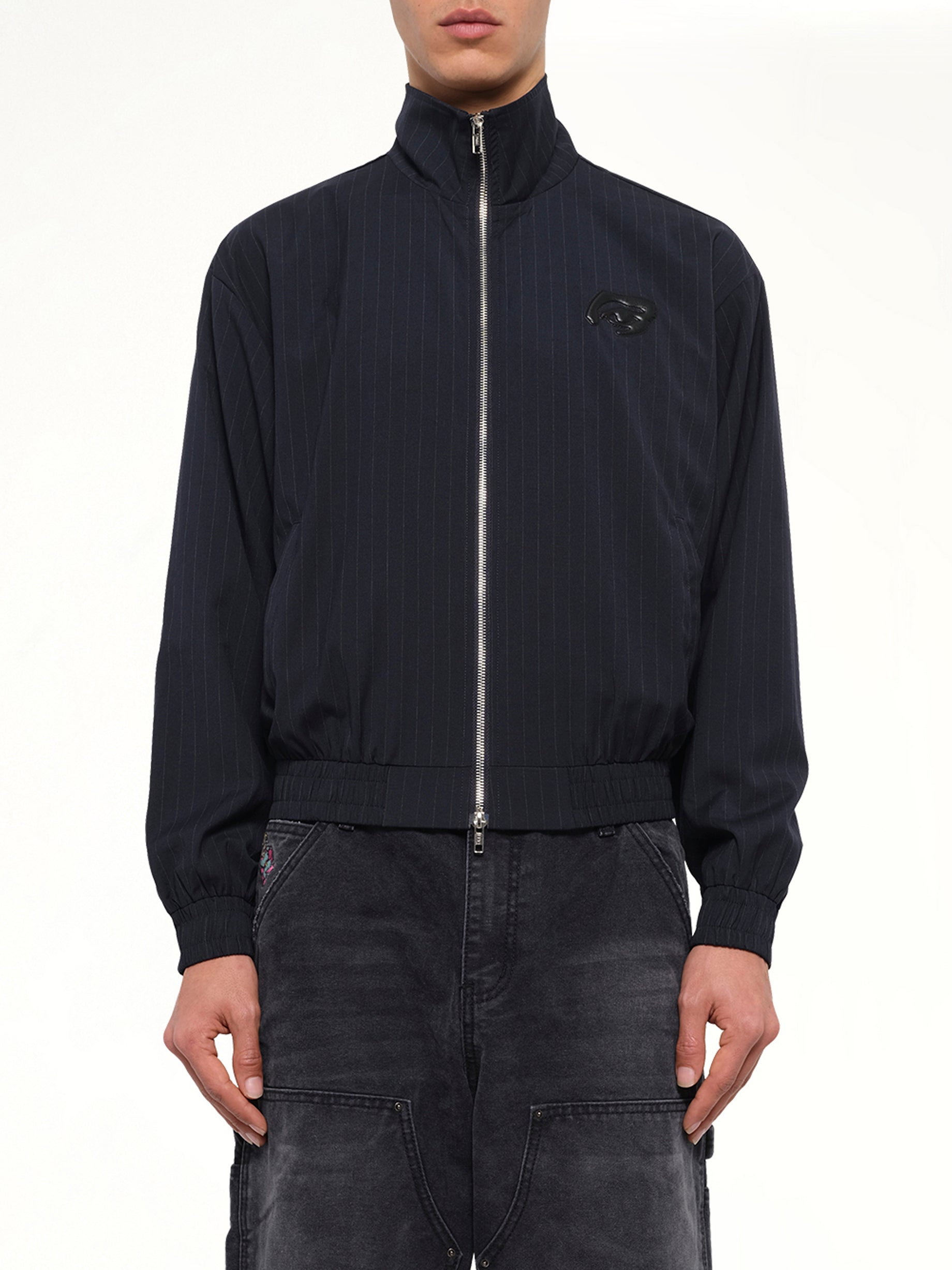 Eye Patch Pinstripe Tracksuit Jacket in Off White