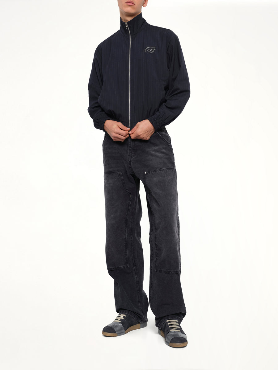Eye Patch Pinstripe Tracksuit Jacket in Off White
