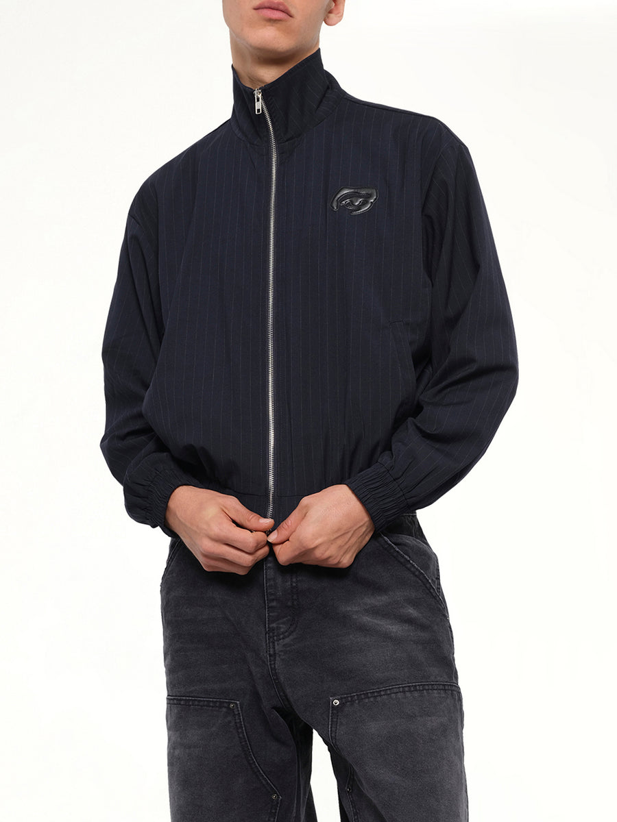 Eye Patch Pinstripe Tracksuit Jacket in Off White
