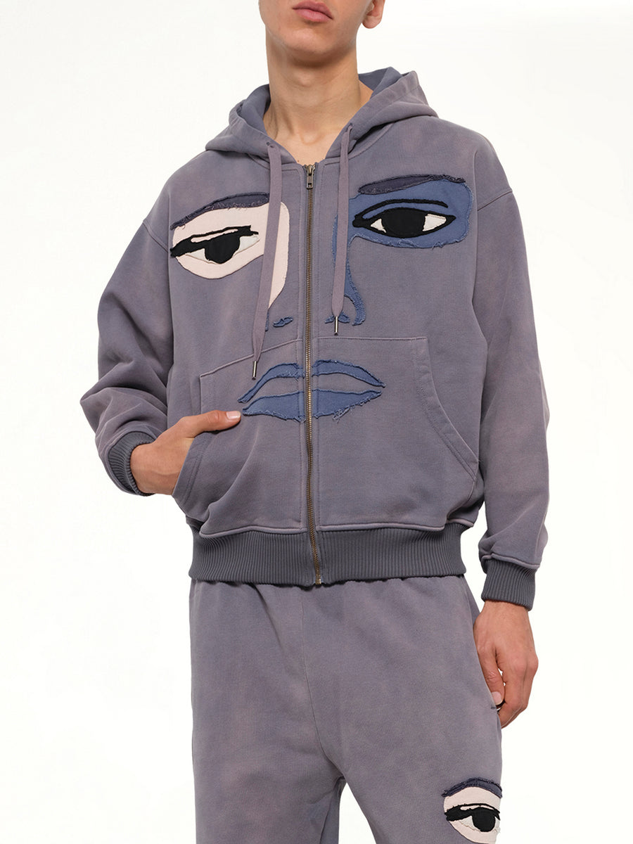 Face Hoodie in Slate