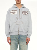 Face Hoodie in Stone Gray