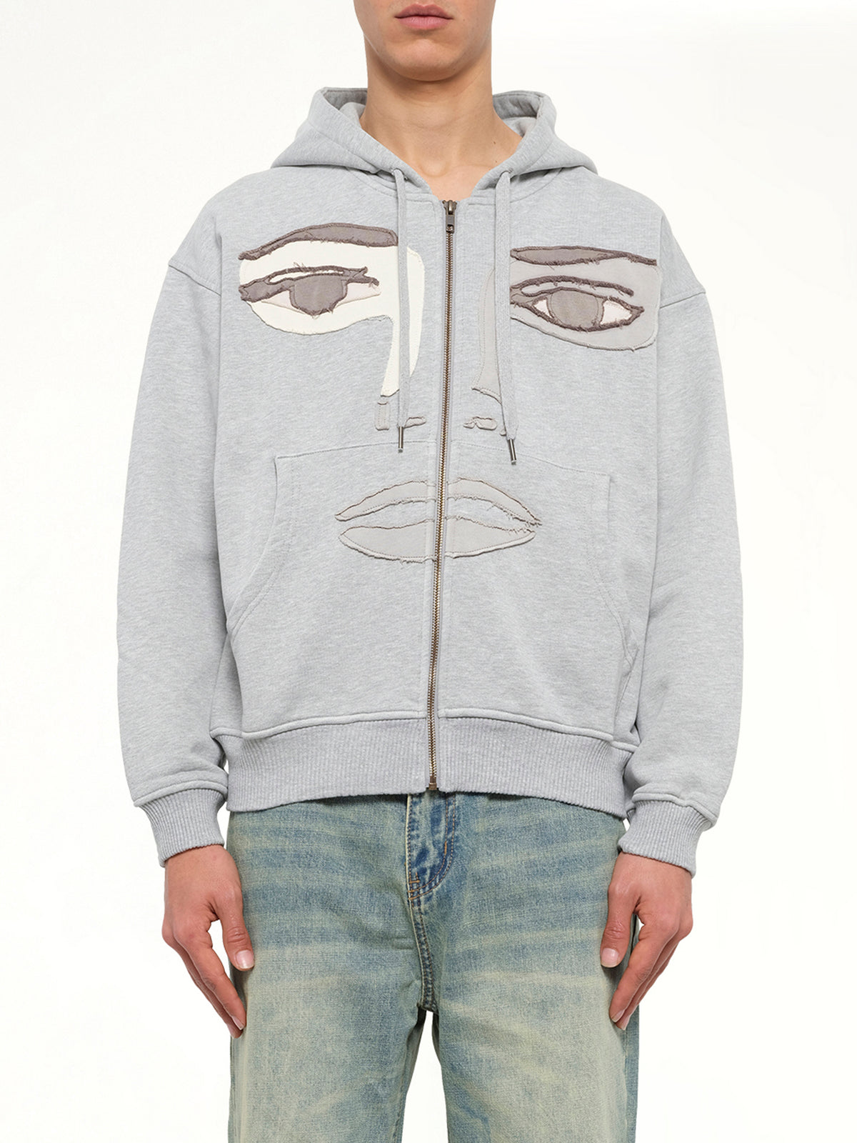 Face Hoodie in Stone Gray