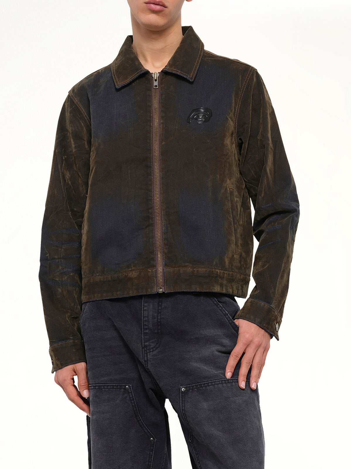 Flocked Work Jacket in Brown