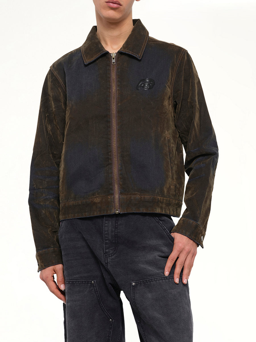 Flocked Work Jacket in Brown
