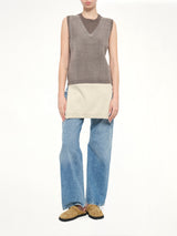 Fuse Knit Vest in Mud/Ecru