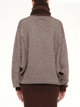 Knitted Mini Dress in Brown/Off White