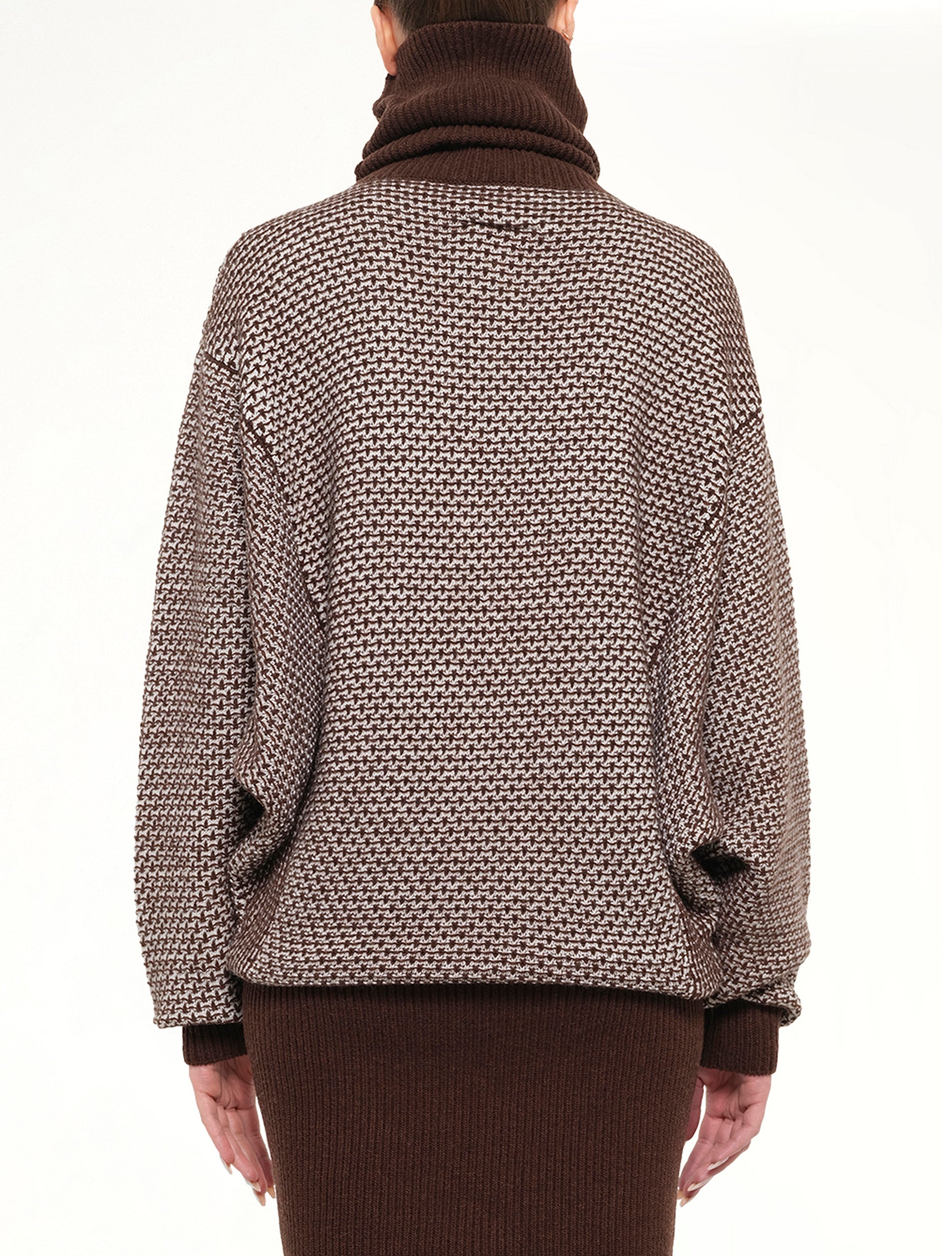 Knitted Mini Dress in Brown/Off White