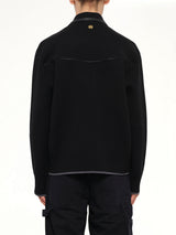 Leather Trim Zipped Blouson in Black