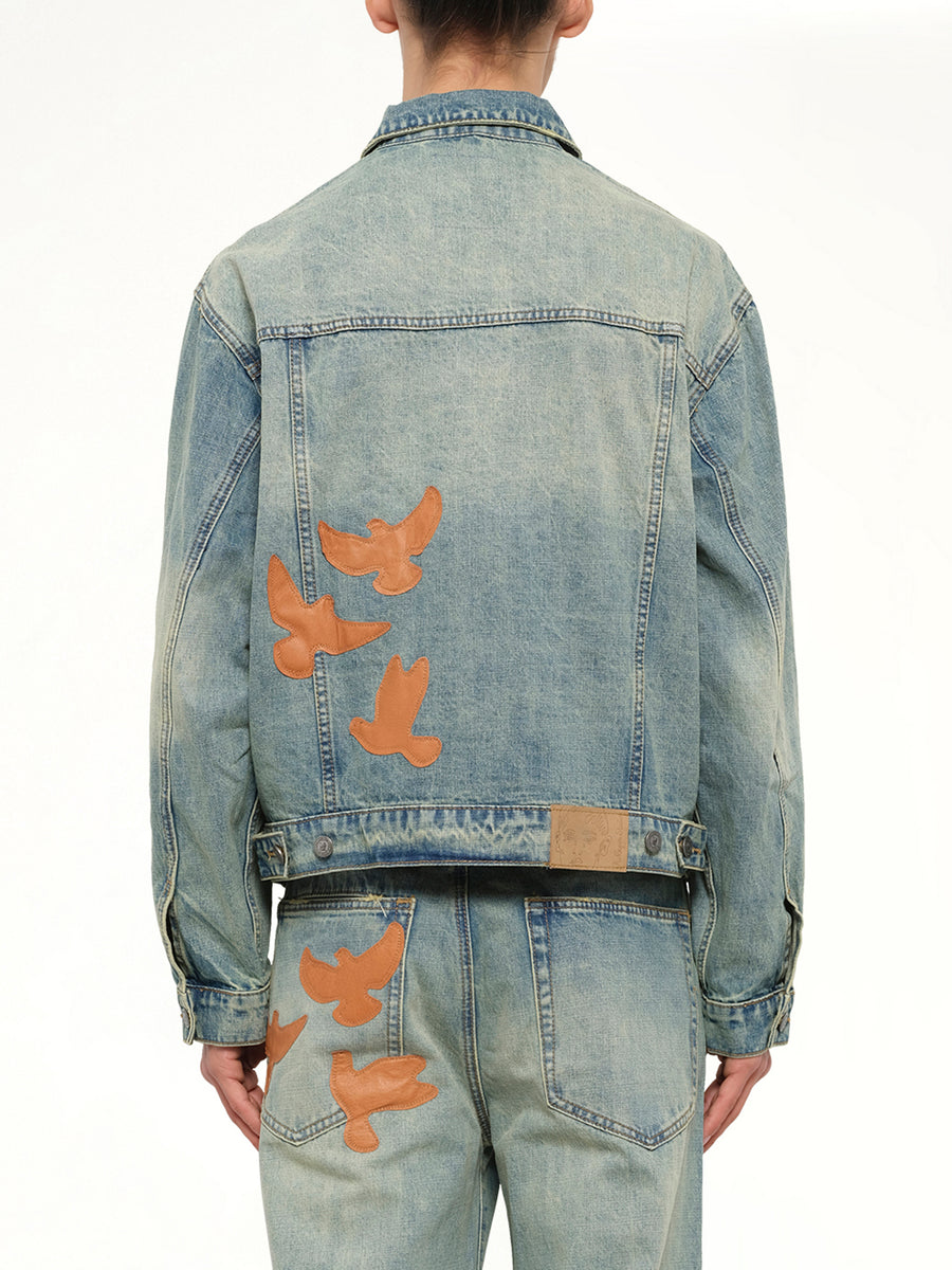Light Wash Dove Denim Jacket in Light Mud Wash