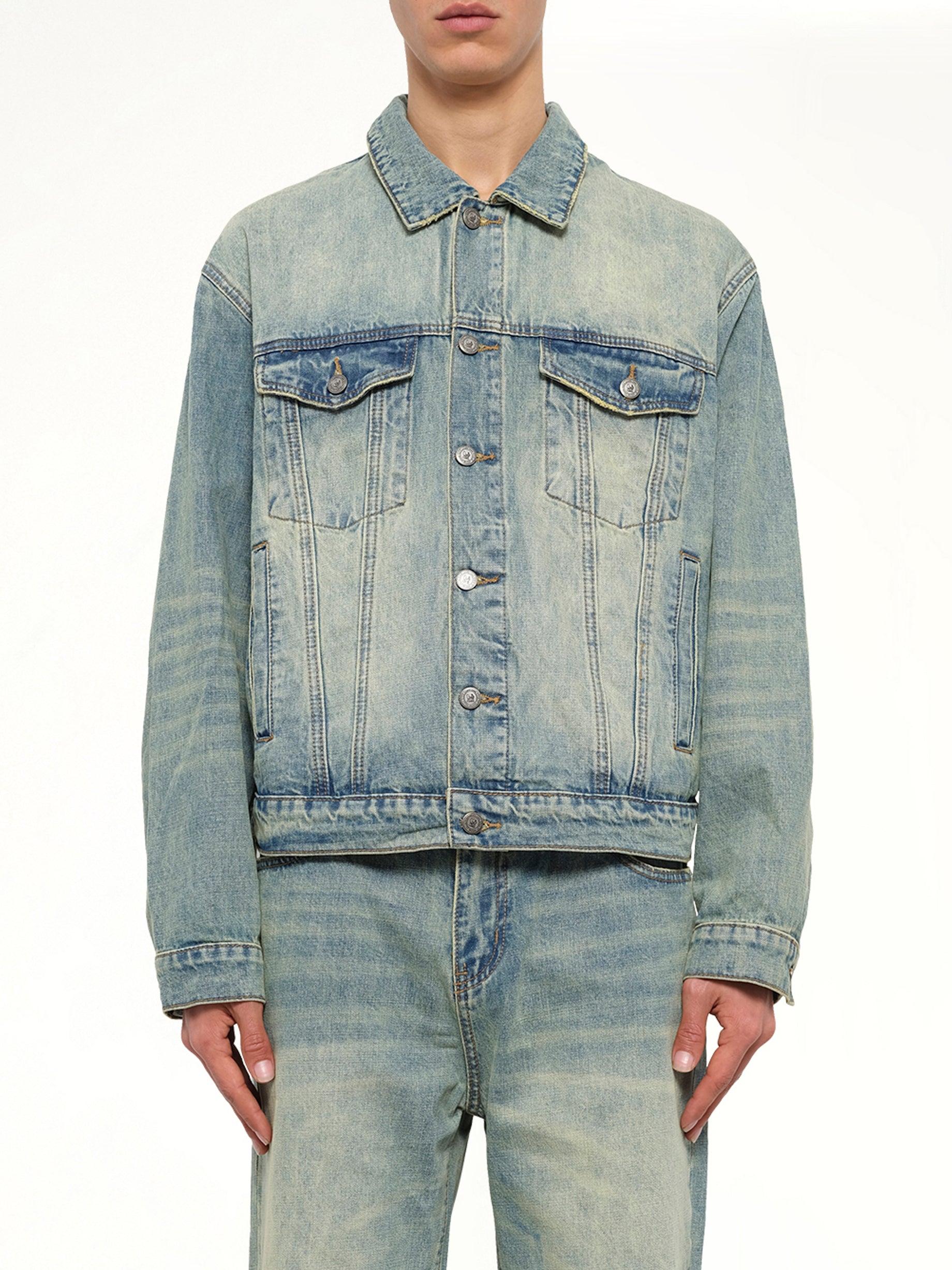 Light Wash Dove Denim Jacket in Light Mud Wash