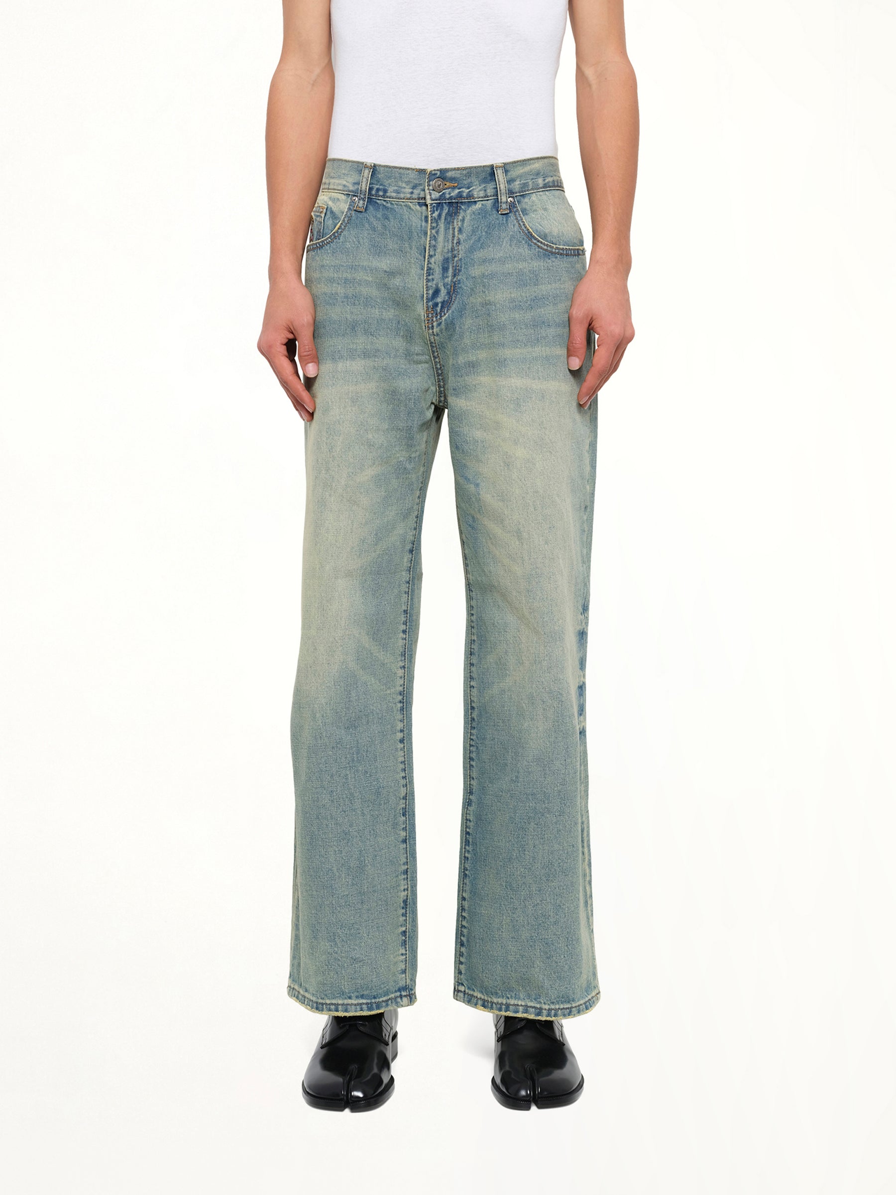 Light Wash Dove Denim Pants in Light Mud Wash