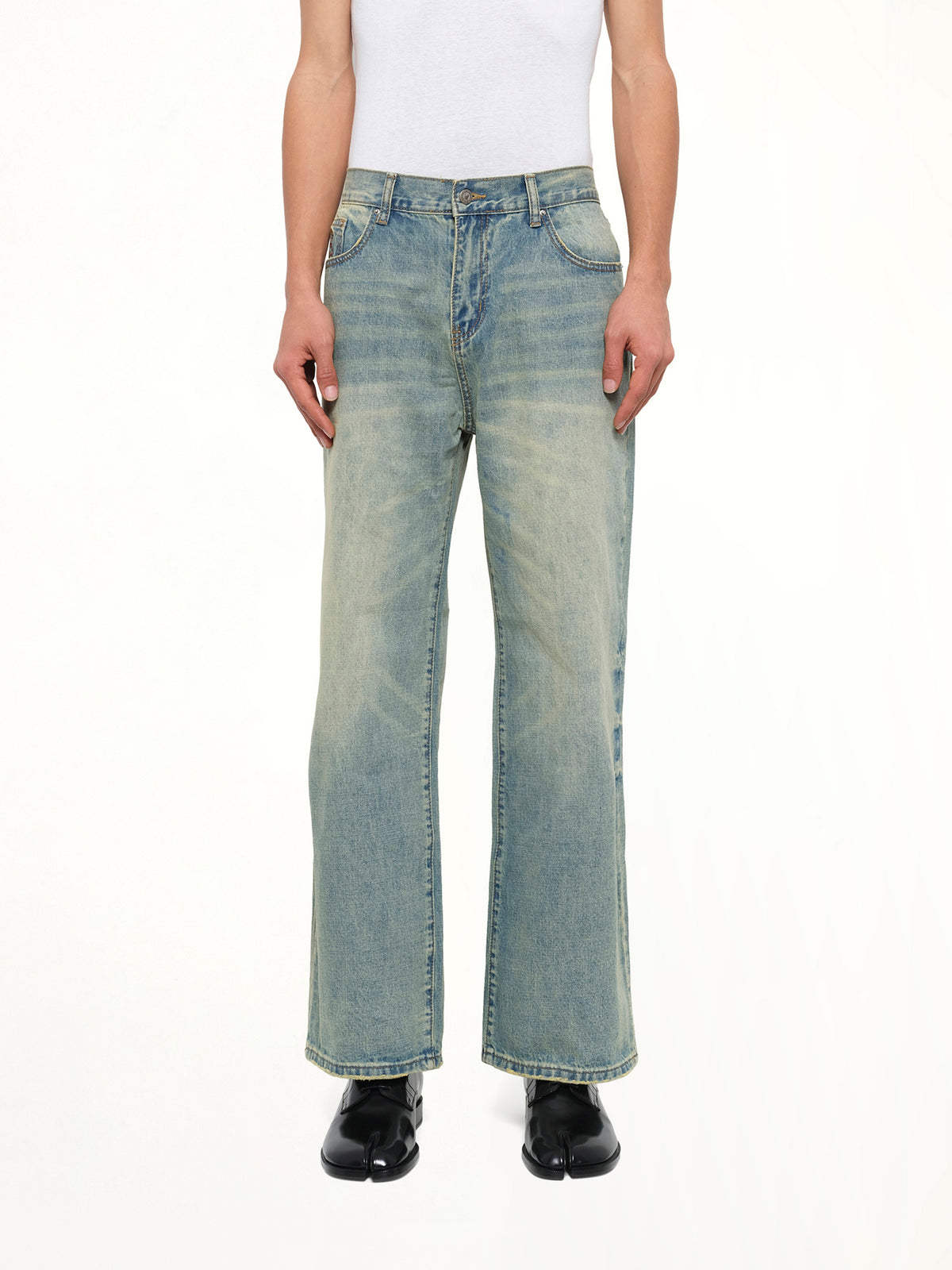 Light Wash Dove Denim Pants in Light Mud Wash