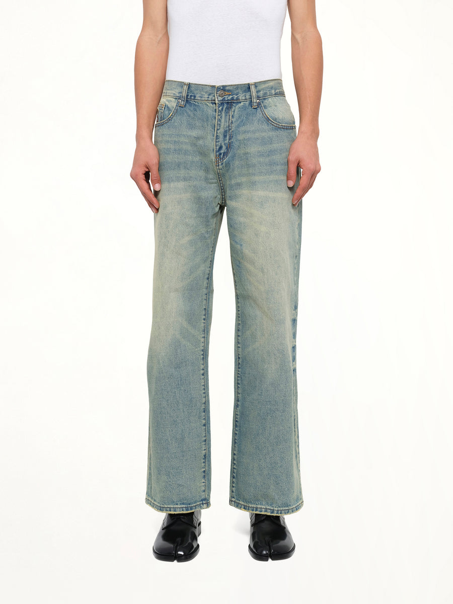 Light Wash Dove Denim Pants in Light Mud Wash