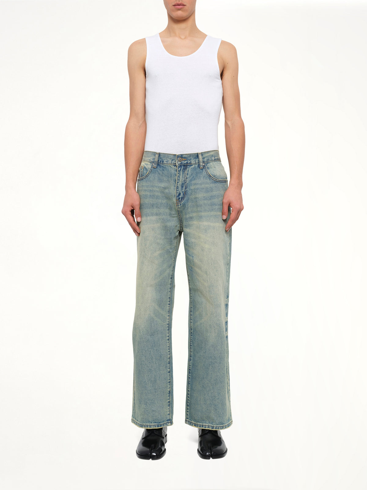 Light Wash Dove Denim Pants in Light Mud Wash