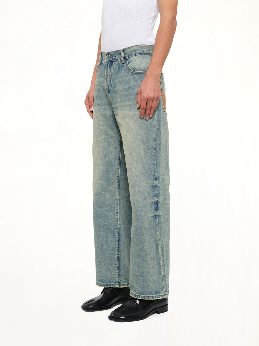 Light Wash Dove Denim Pants in Light Mud Wash