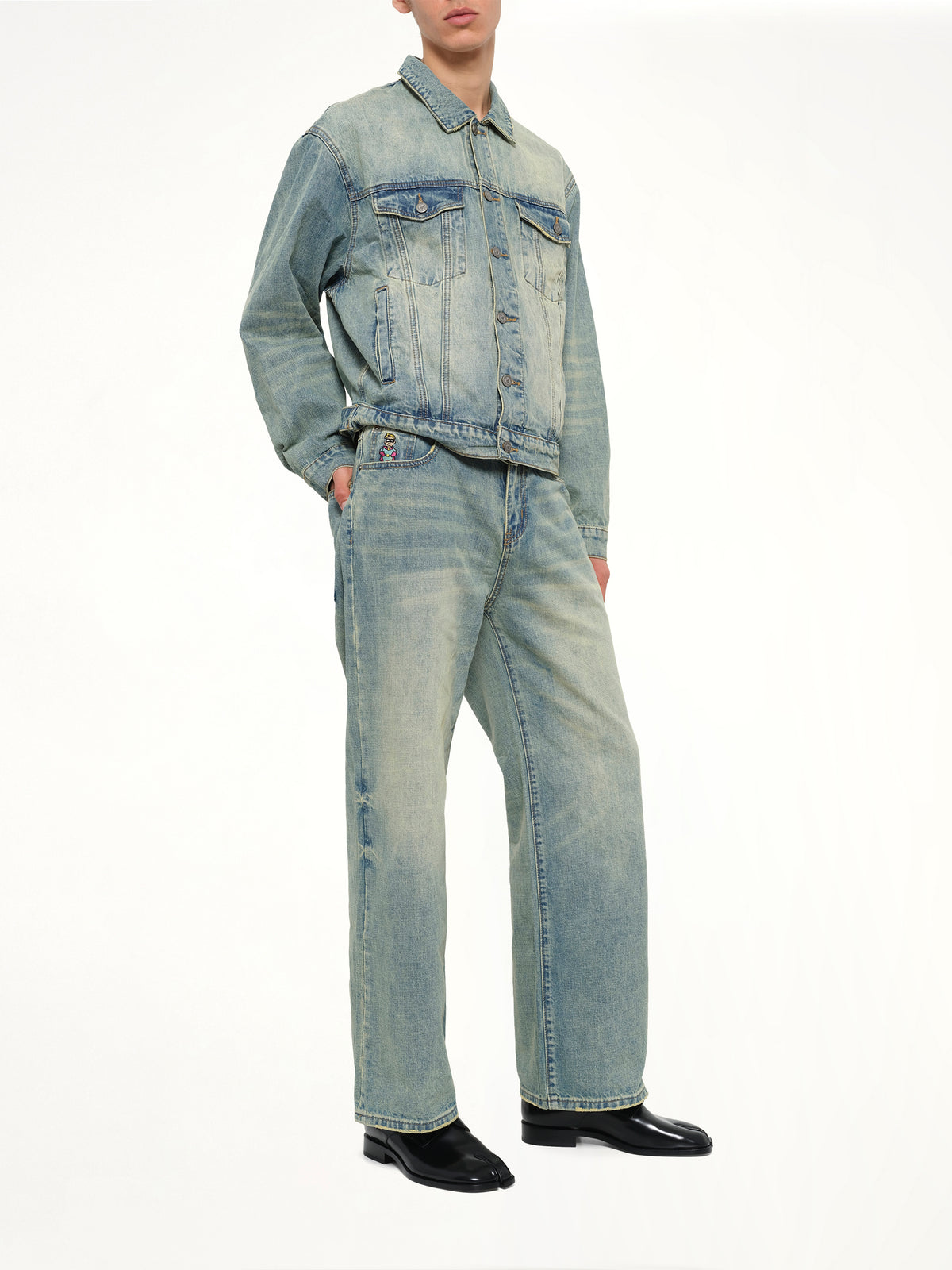 Light Wash Dove Denim Pants in Light Mud Wash