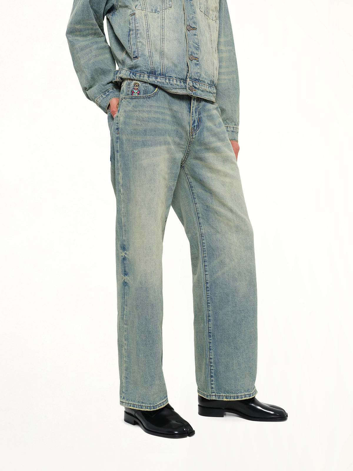 Light Wash Dove Denim Pants in Light Mud Wash