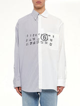 Long-Sleeved Shirt in Off White/Grey