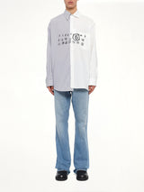 Long-Sleeved Shirt in Off White/Grey