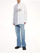 Long-Sleeved Shirt in Off White/Grey