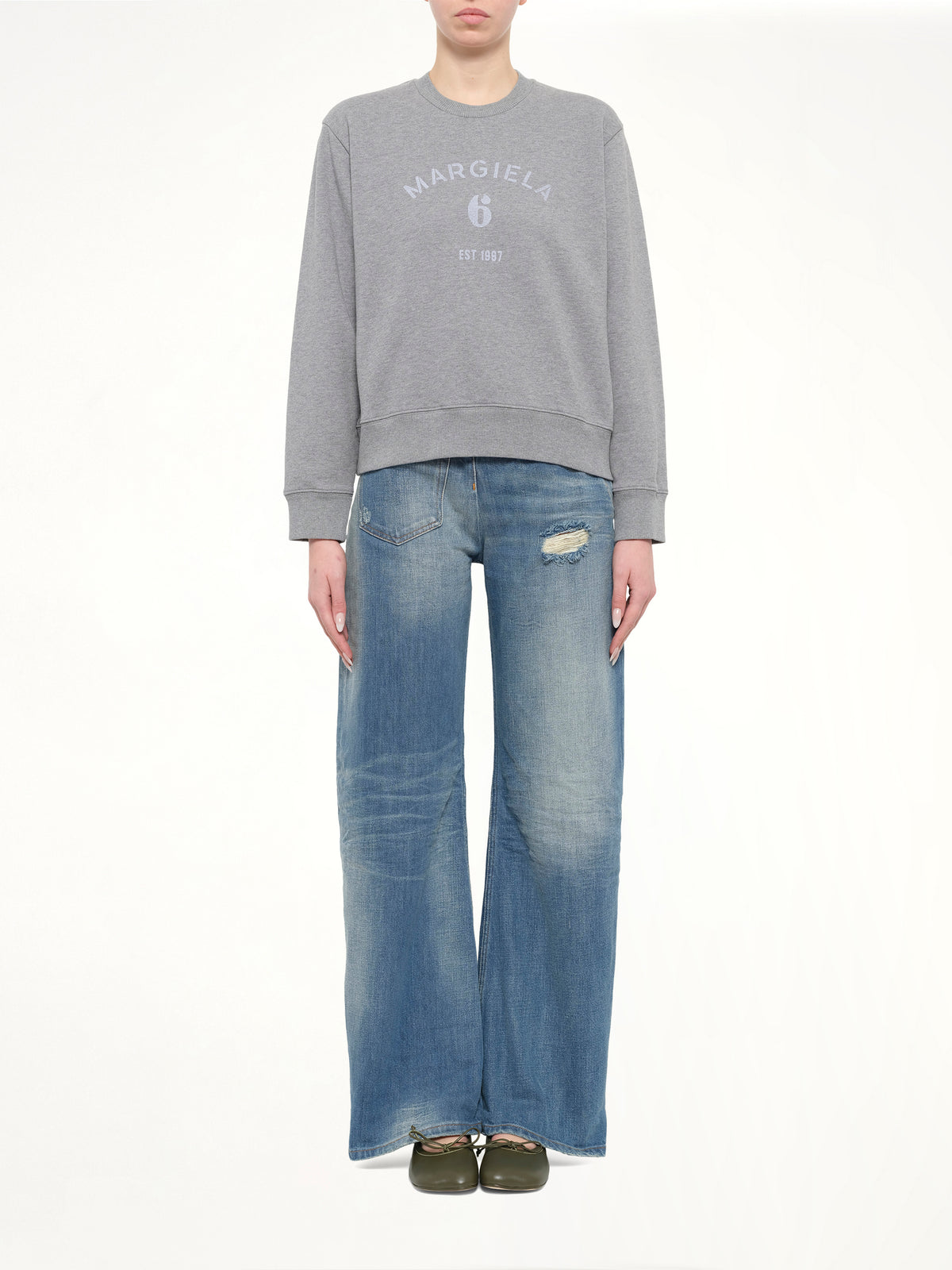 Margiela 6 Sweatshirt in Grey Melange