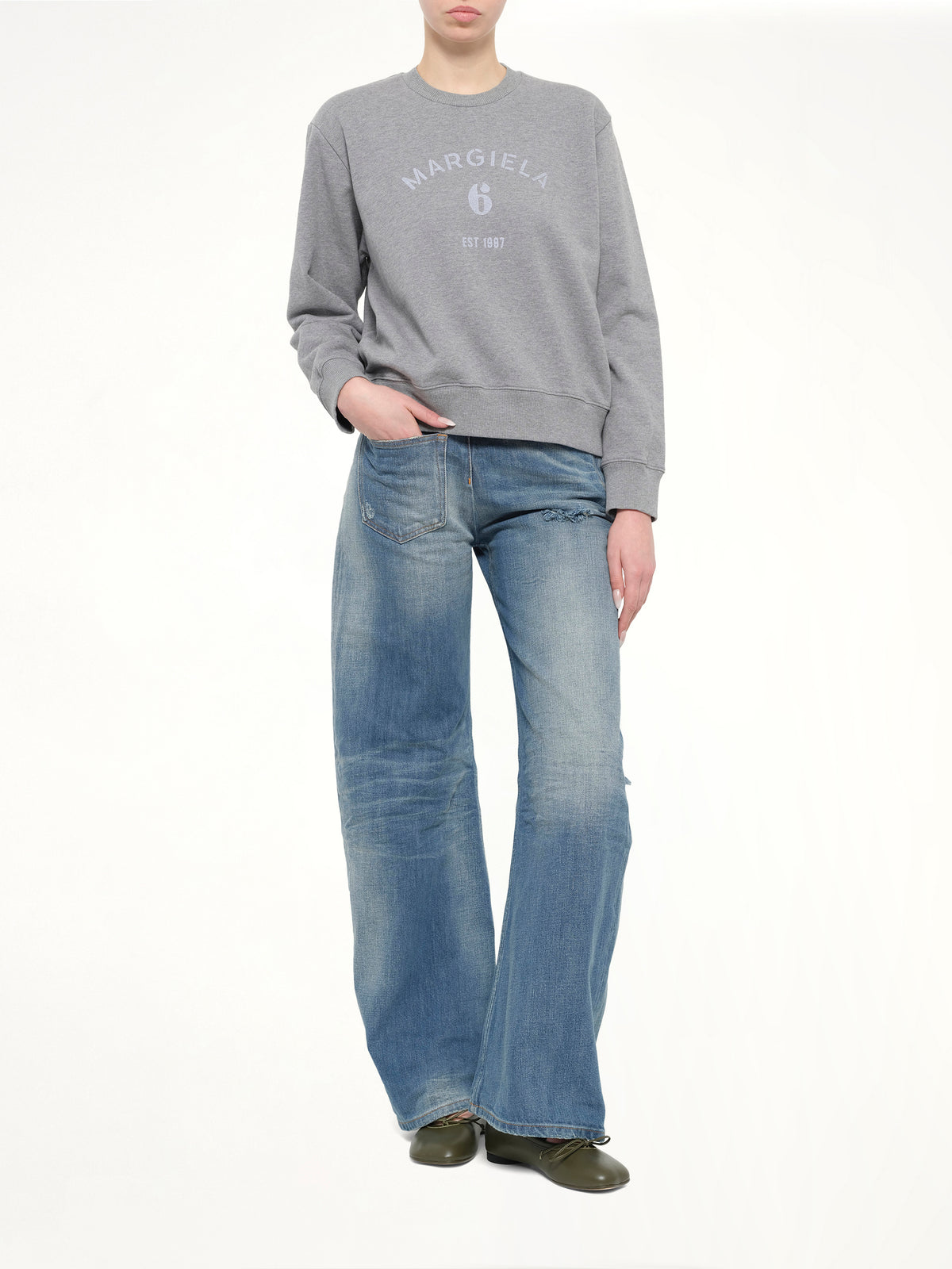 Margiela 6 Sweatshirt in Grey Melange