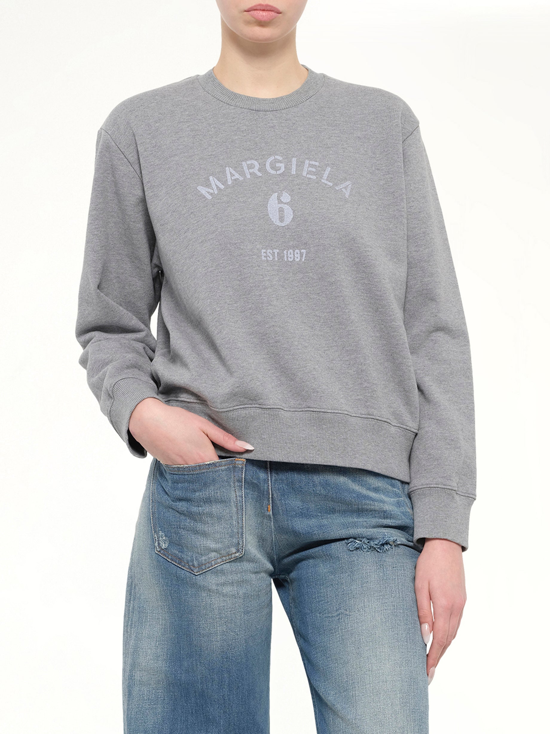 Margiela 6 Sweatshirt in Grey Melange