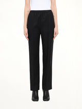 Minimal Elastic Waistband Trousers in Black