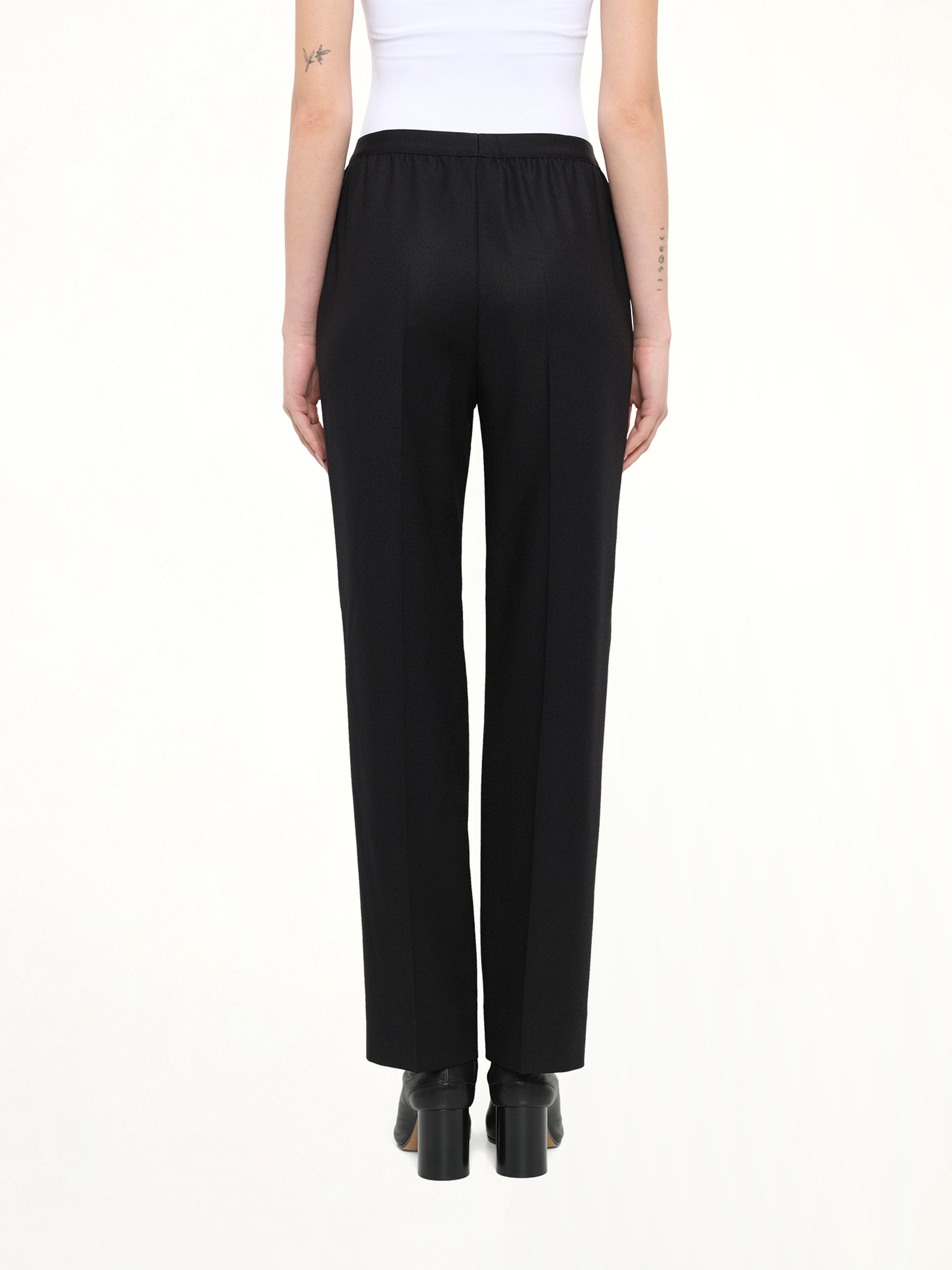 Minimal Elastic Waistband Trousers in Black