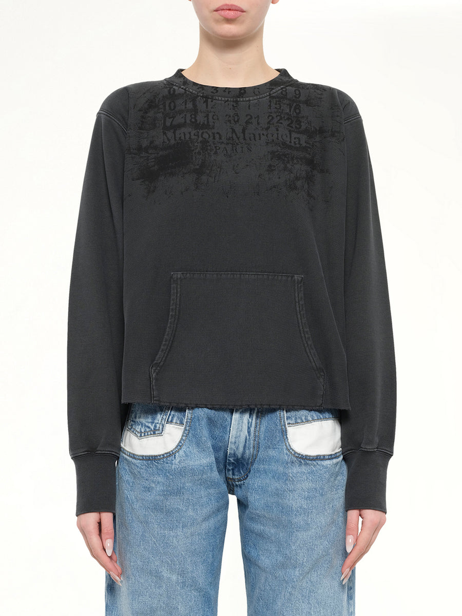 Numbers Zipped Sweatshirt in Charcoal