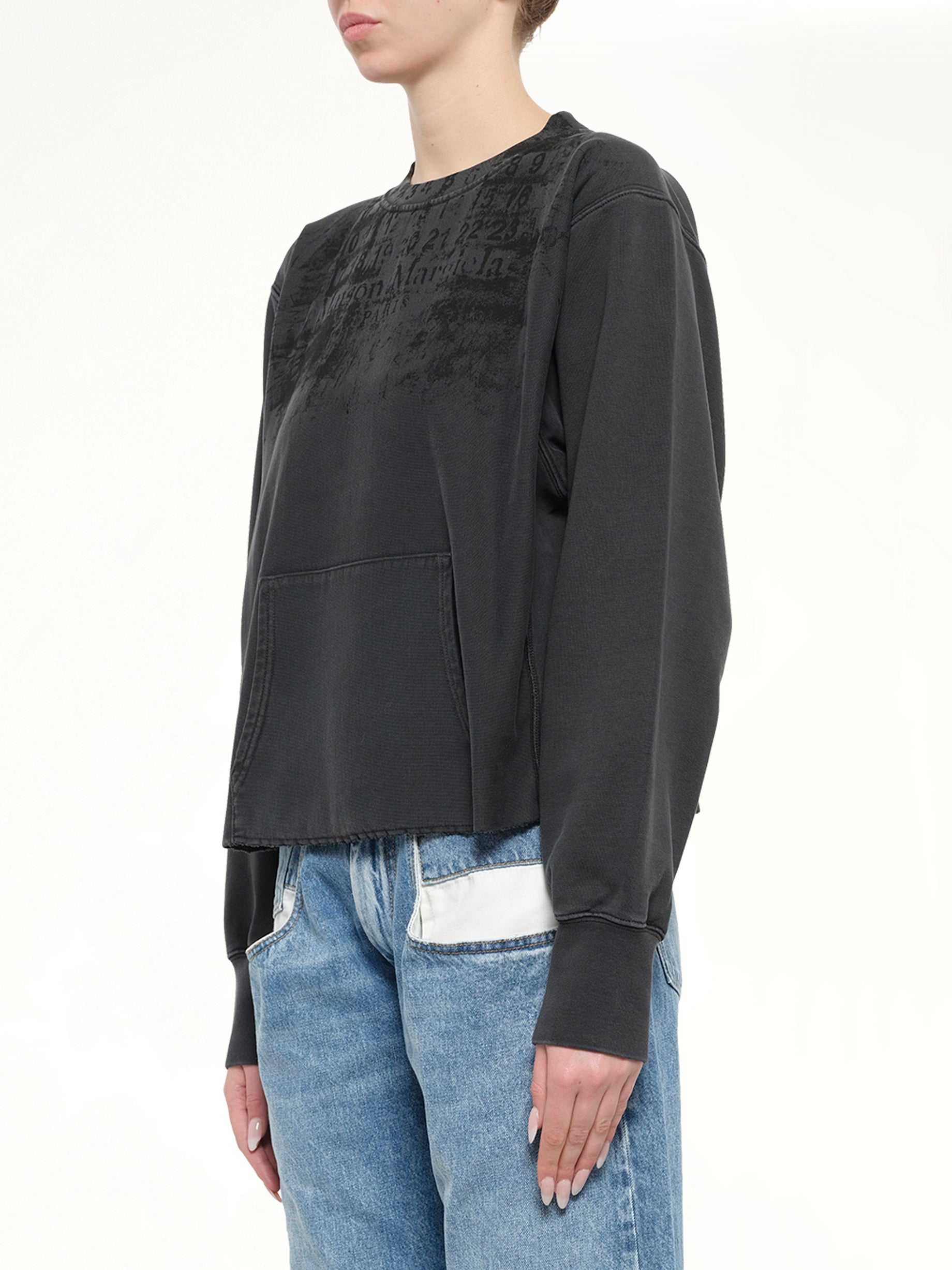 Numbers Zipped Sweatshirt in Charcoal