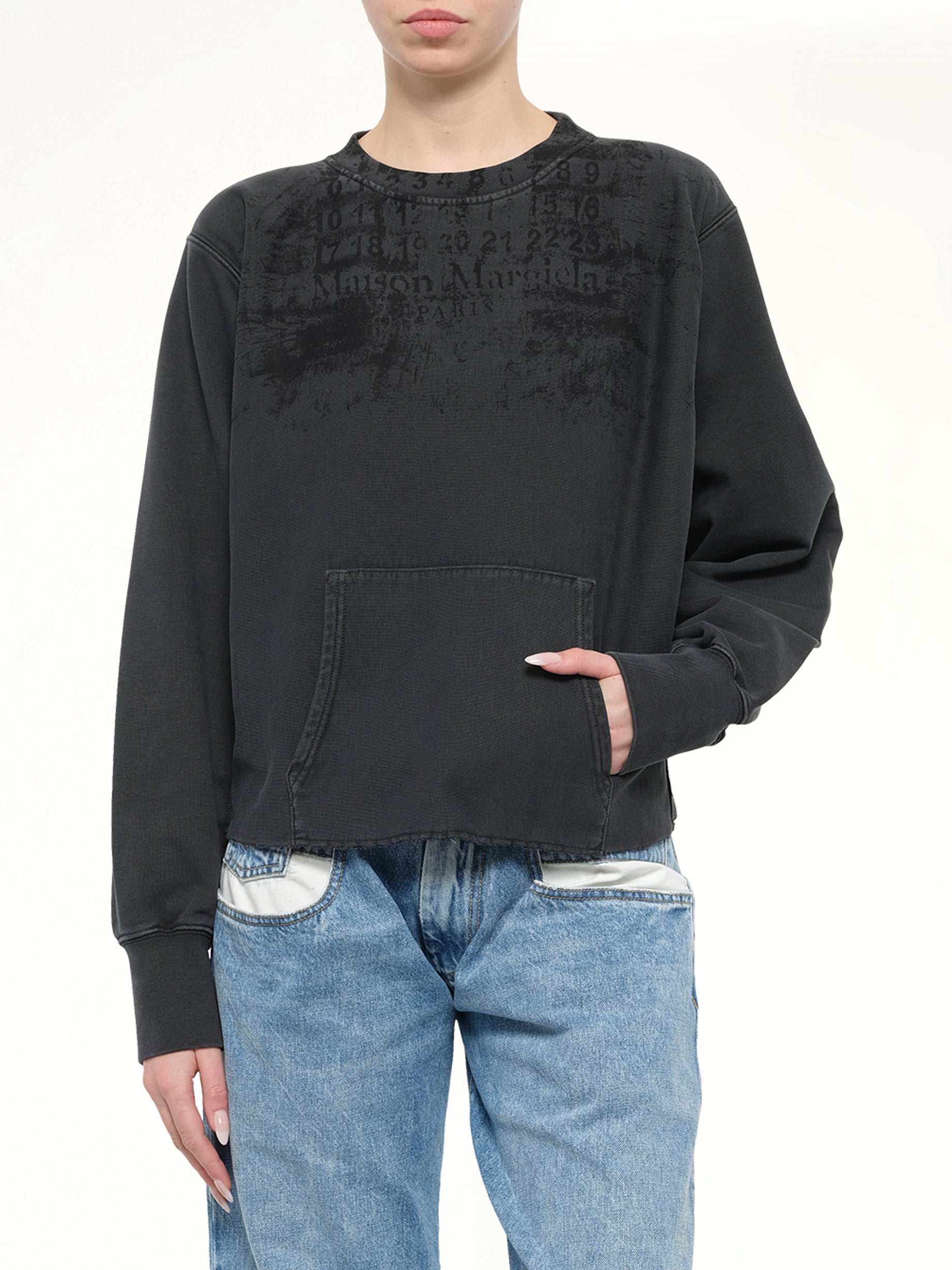 Numbers Zipped Sweatshirt in Charcoal