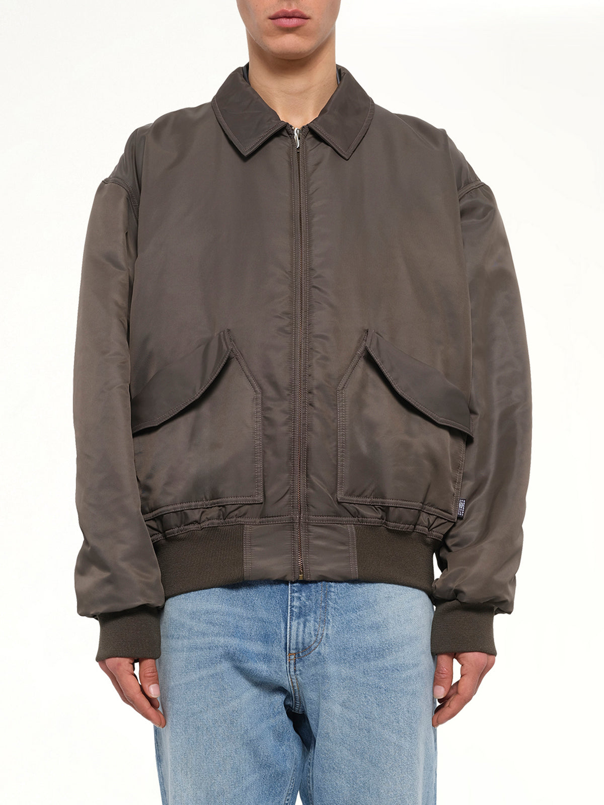 Nylon Bomber Jacket in Gasolina Grey