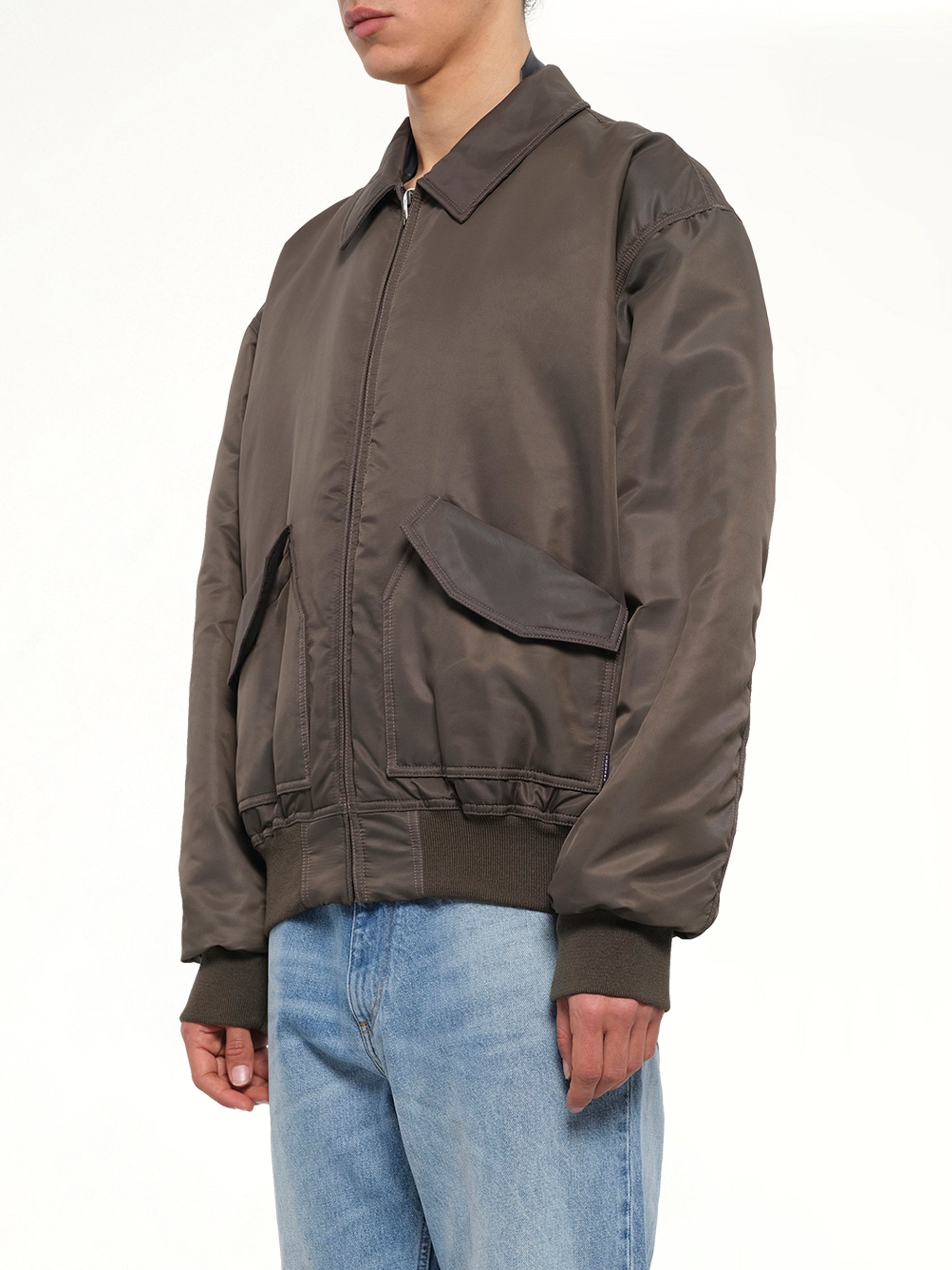 Nylon Bomber Jacket in Gasolina Grey