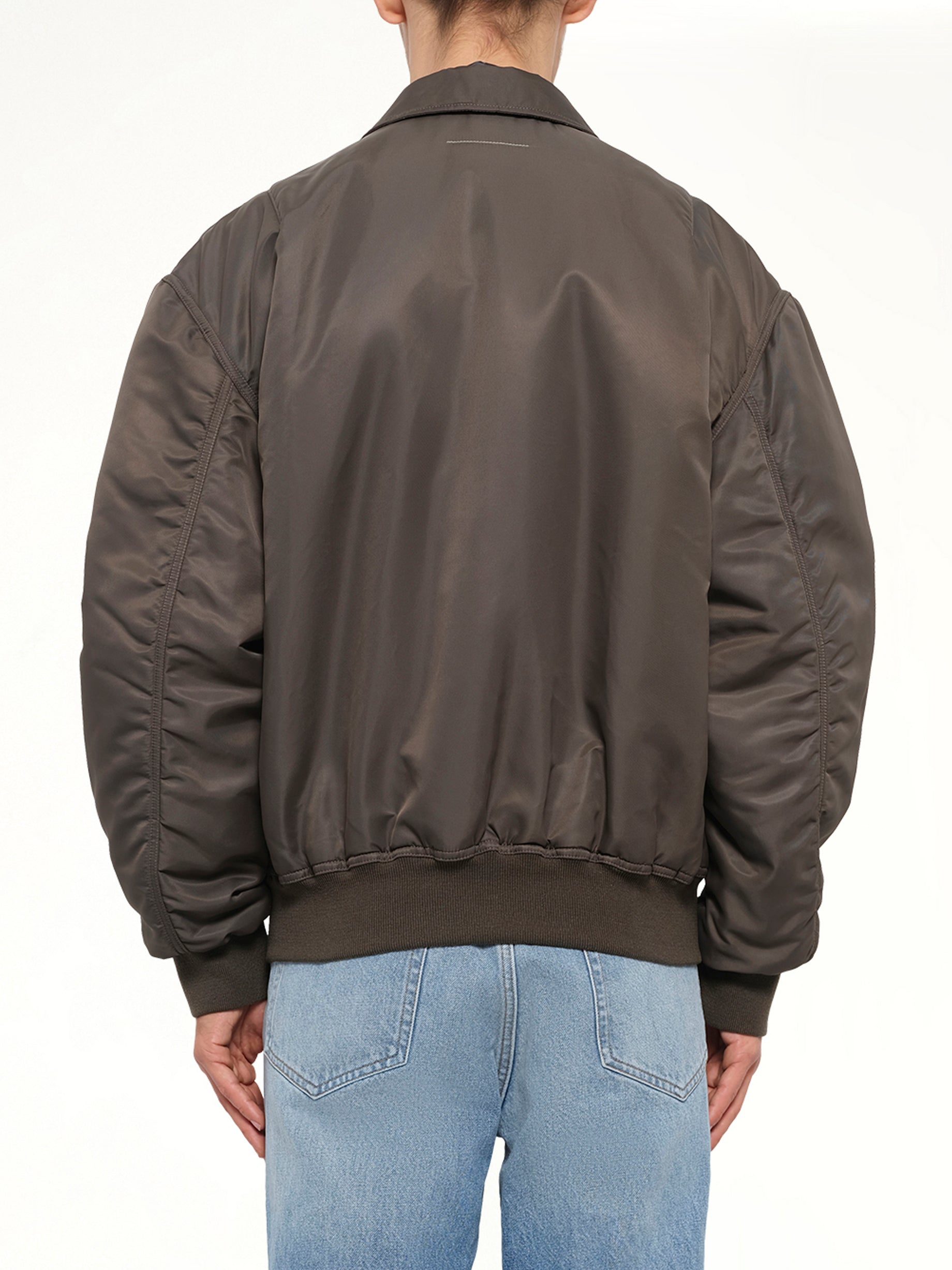 Nylon Bomber Jacket in Gasolina Grey