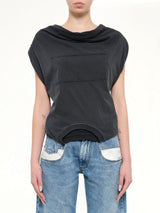 Patch Twisted Jersey Top in Washed Black