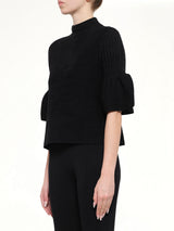 Pottery Velvet Bell Sleeve Flare Top in Black