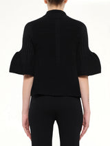 Pottery Velvet Bell Sleeve Flare Top in Black