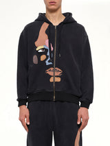 Side Eye Face Hoodie in Black