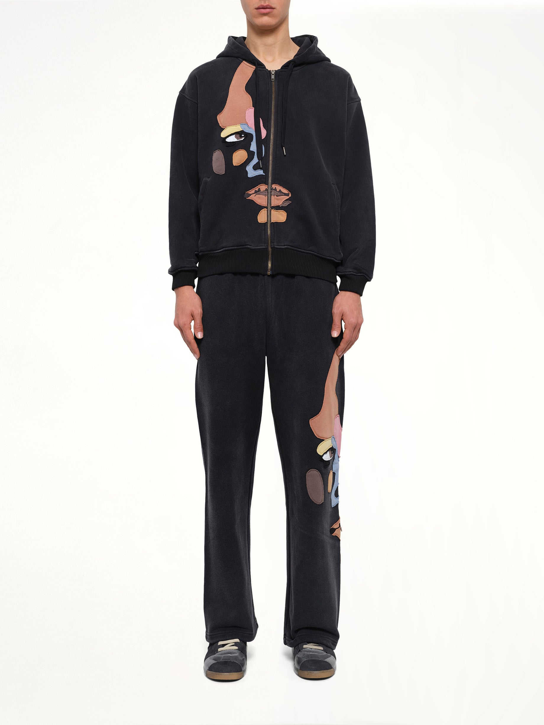 Side Eye Face Hoodie in Black