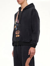 Side Eye Face Hoodie in Black
