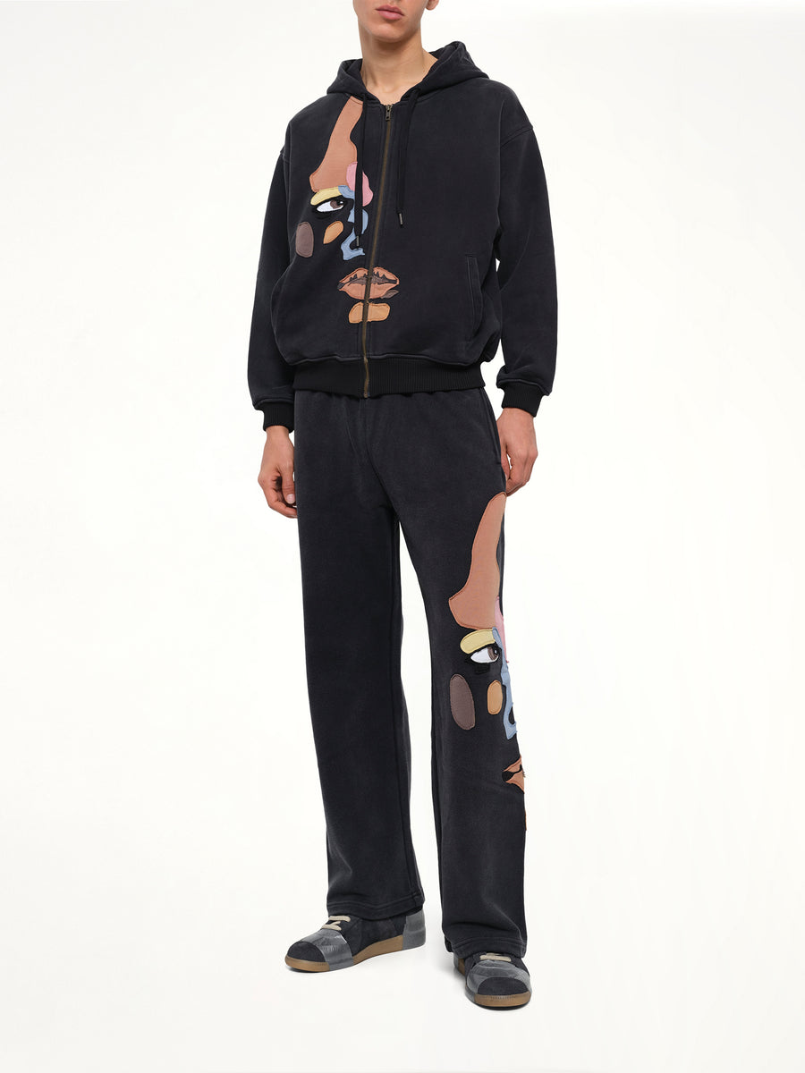 Side Eye Face Hoodie in Black