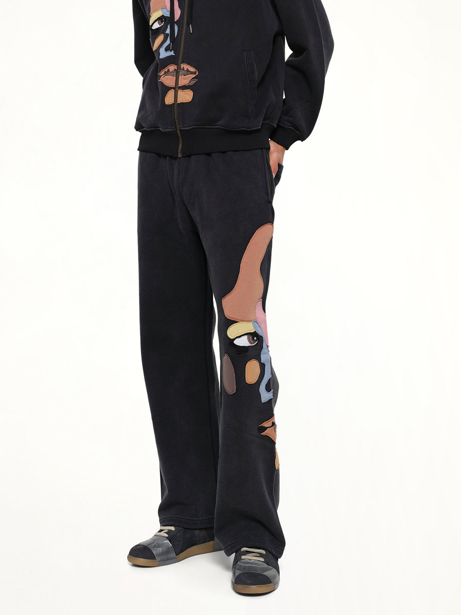 Side Eye Face Sweatpants in Black