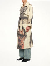 Sketched Faced Trenchcoat in Cream