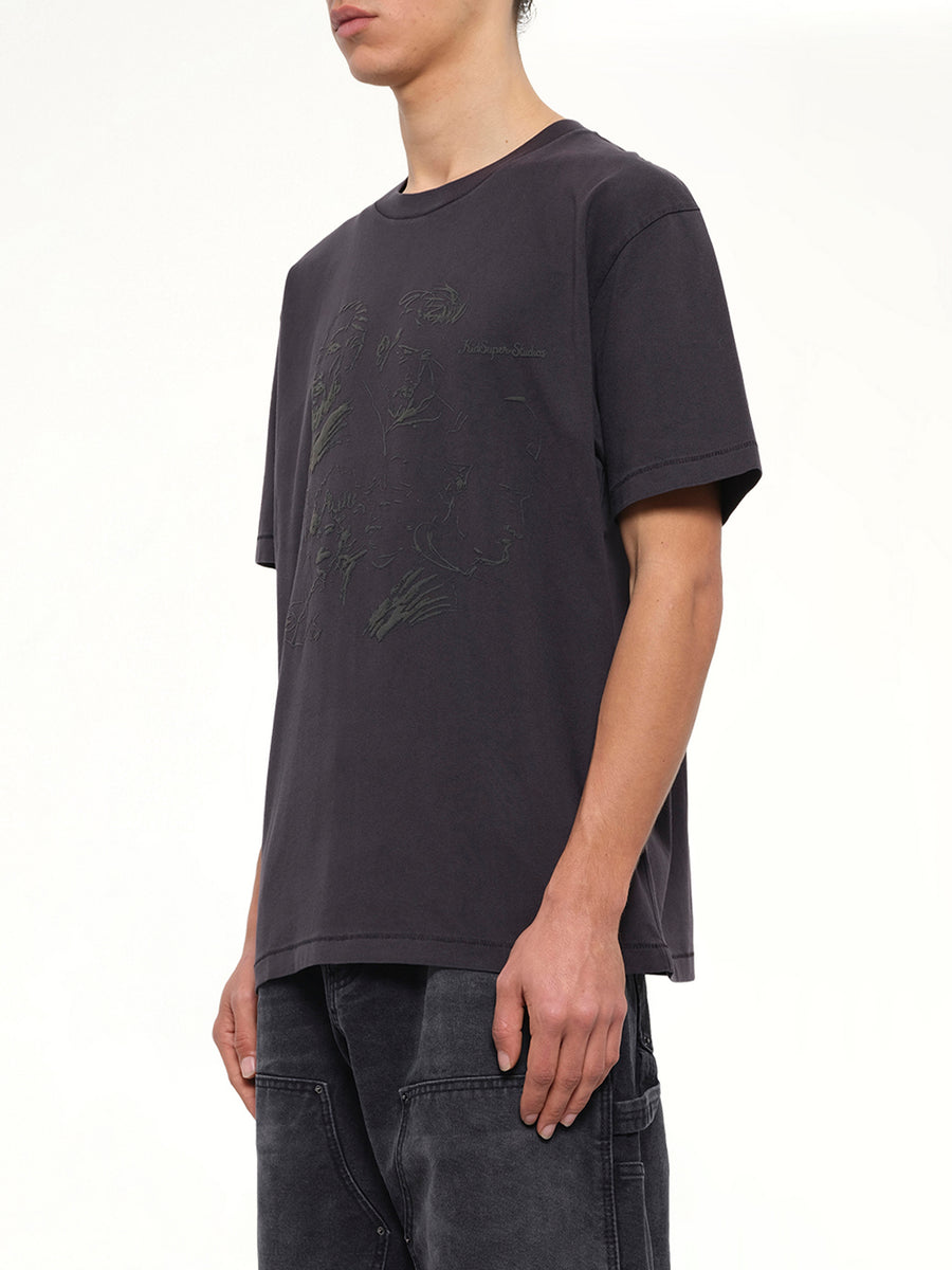 Sketched Faces T-Shirt in Washed Black