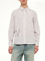 Striped Face Button Up Shirt in White