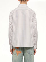 Striped Face Button Up Shirt in White