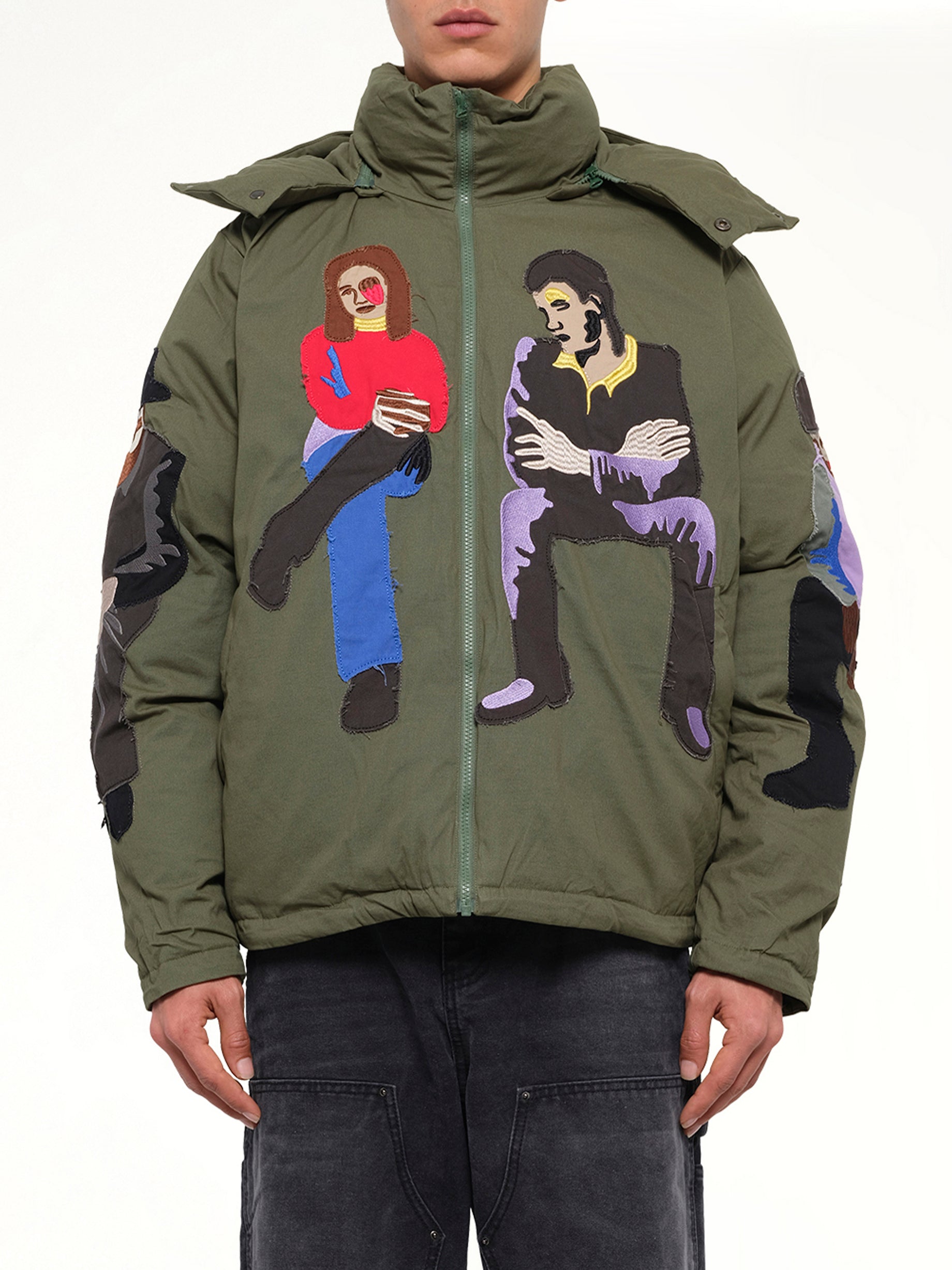 Subway Car Patchwork Puffer in Green