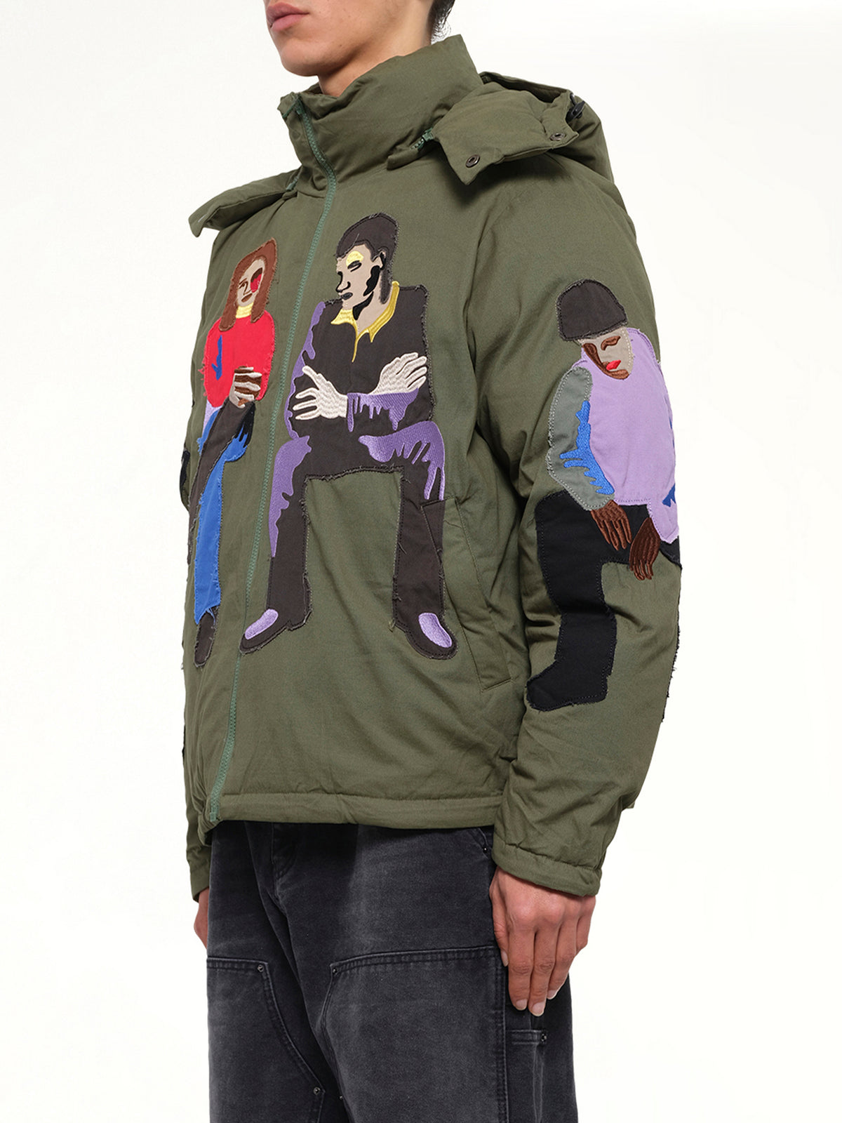 Subway Car Patchwork Puffer in Green