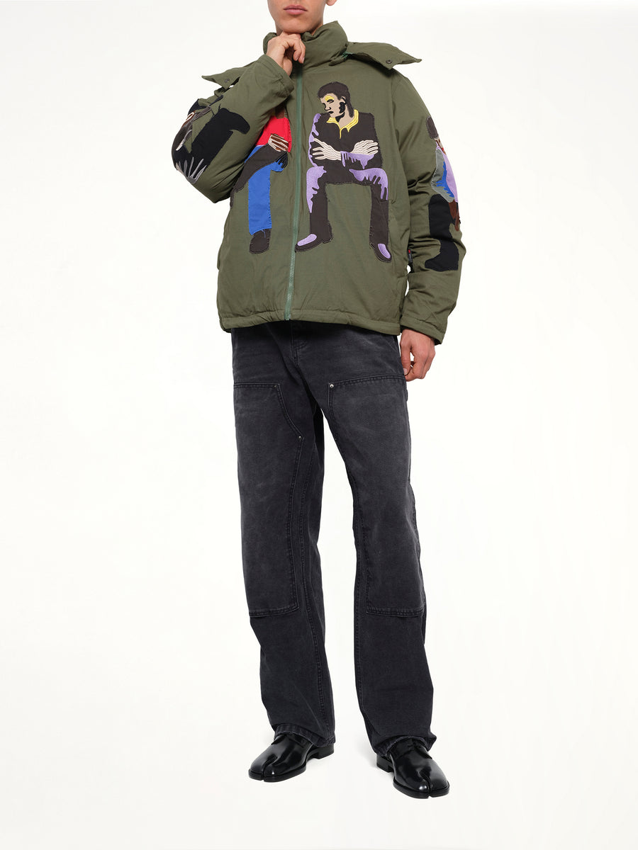 Subway Car Patchwork Puffer in Green